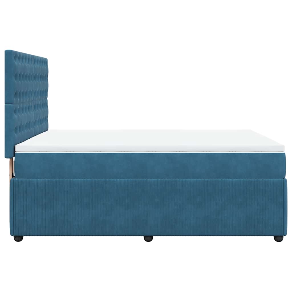 Boxspring met matras fluweel donkerblauw 160x200 cm