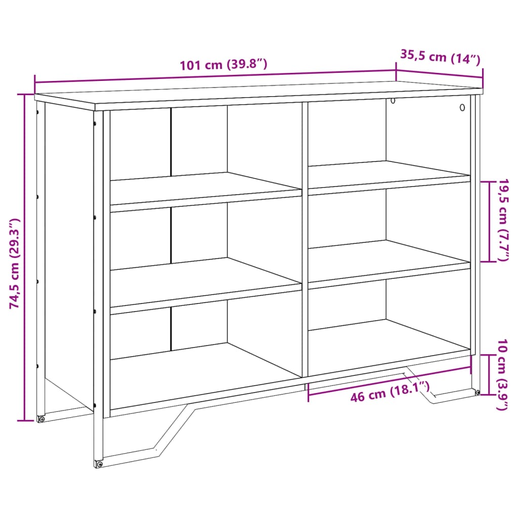 Dressoir 101x35,5x74,5 cm bewerkt hout zwart