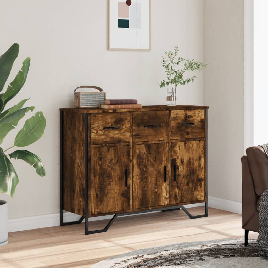 Dressoir 97x32,5x74,5 cm bewerkt hout gerookt eikenkleurig