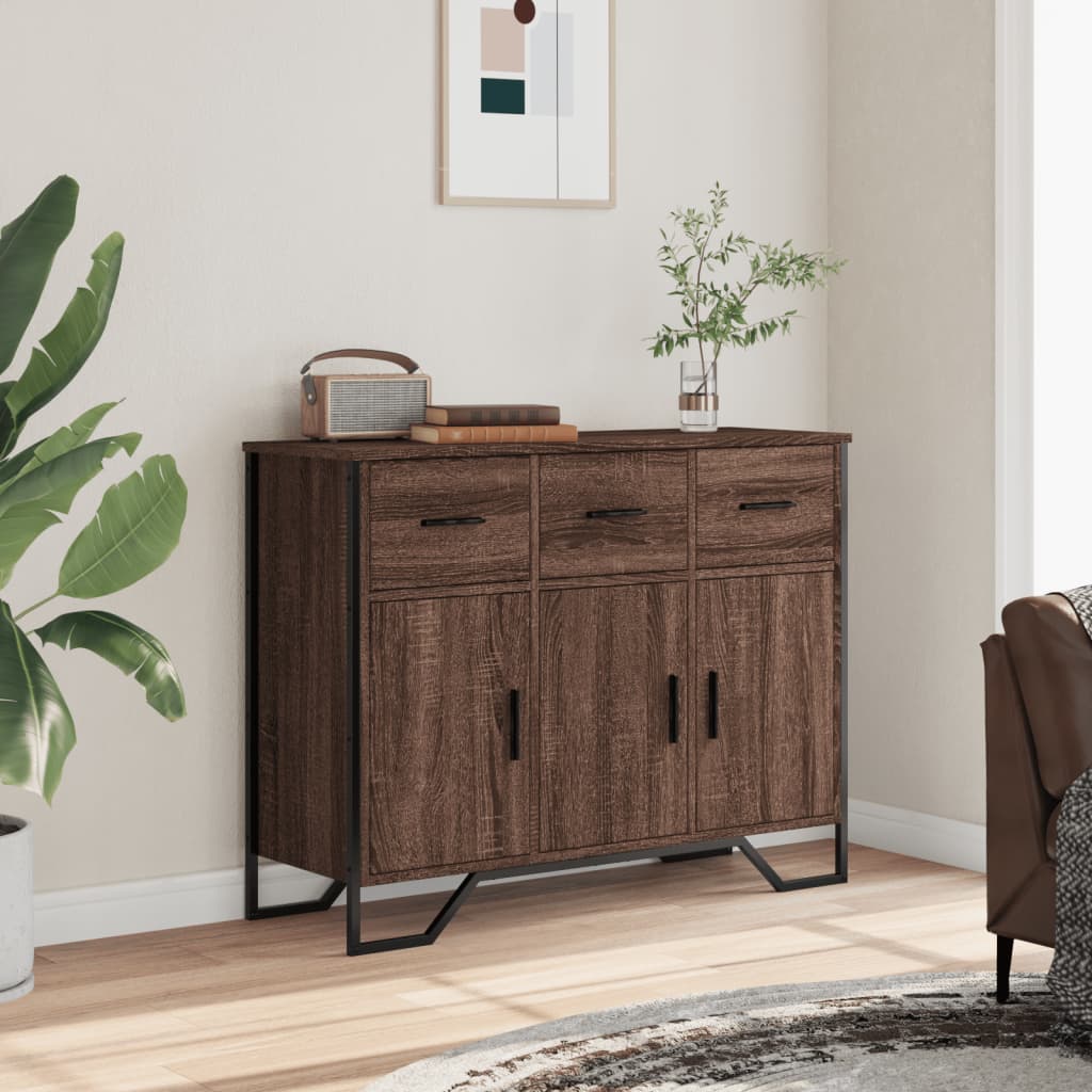 Dressoir 97x32,5x74,5 cm bewerkt hout bruin eikenkleur