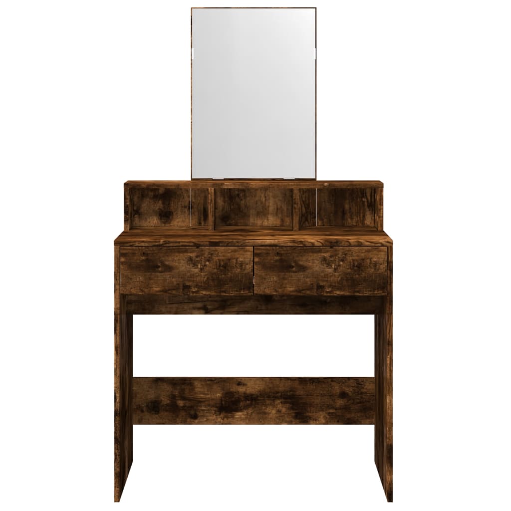 Kaptafel met spiegel 80x41x144,5 cm gerookt eikenkleurig
