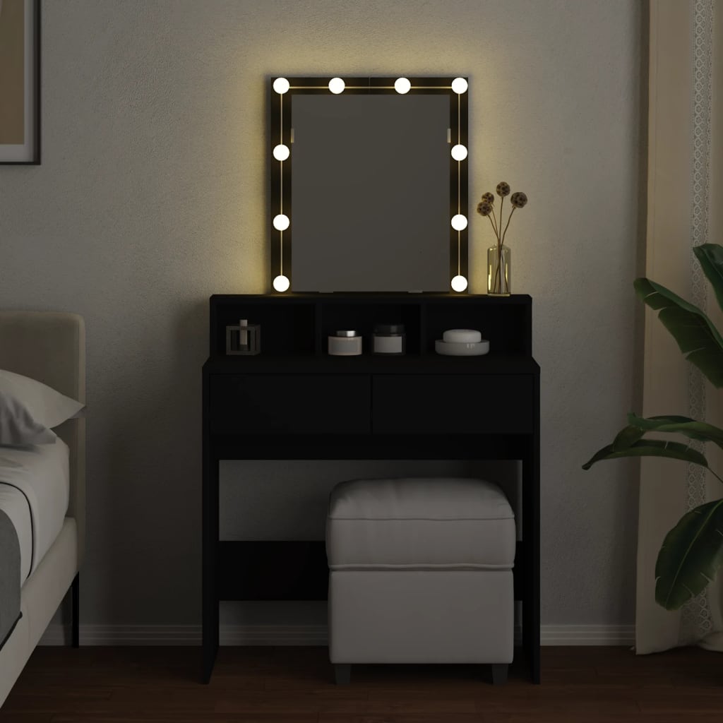 Kaptafel met LED 80x41x144,5 cm zwart