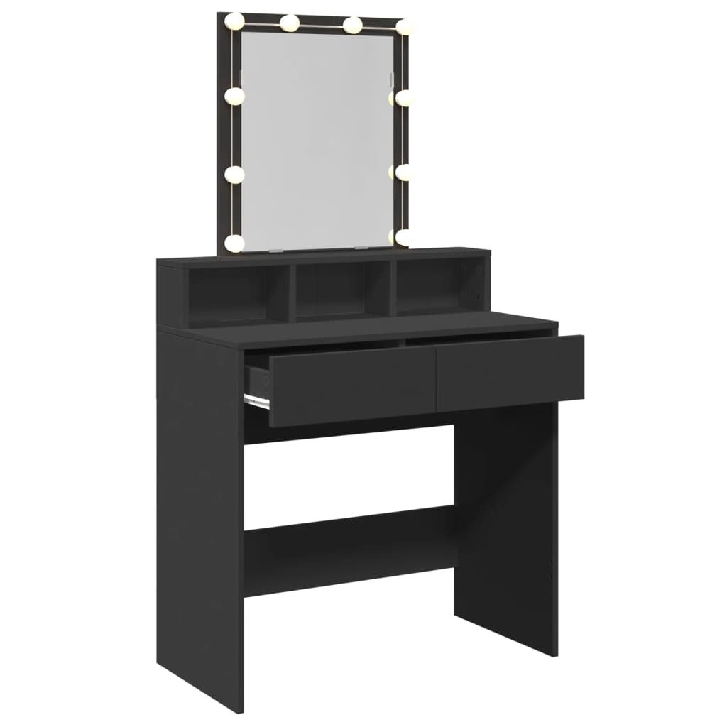 Kaptafel met LED 80x41x144,5 cm zwart