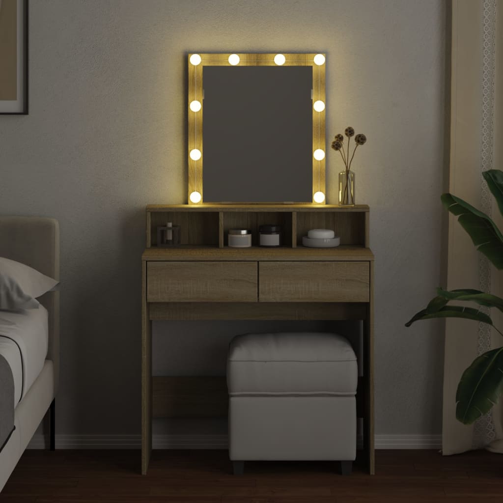 Kaptafel met LED 80x41x144,5 cm sonoma eikenkleurig