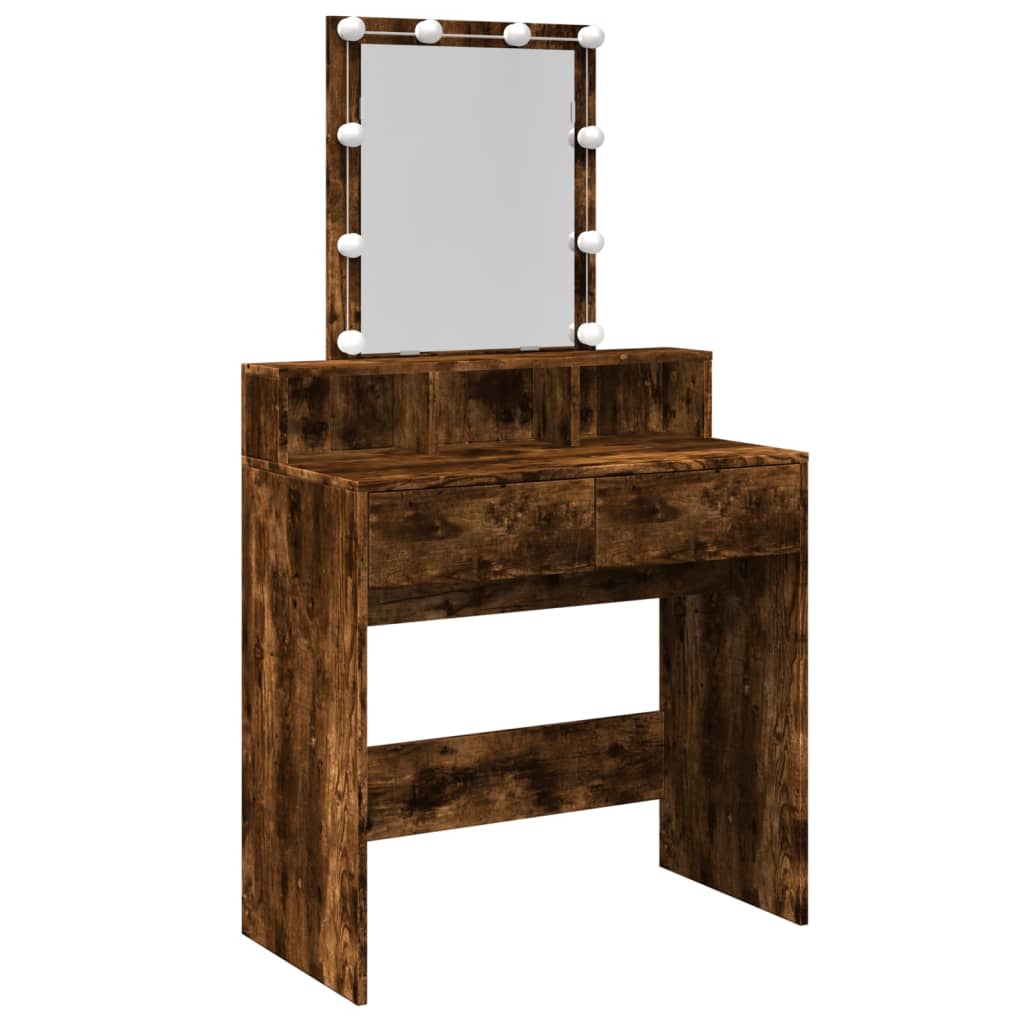 Kaptafel met LED 80x41x144,5 cm gerookt eikenkleurig
