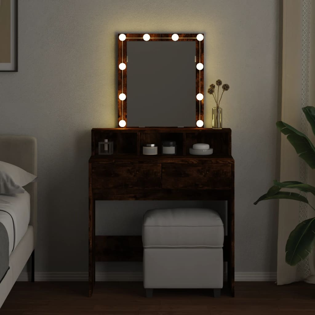Kaptafel met LED 80x41x144,5 cm gerookt eikenkleurig