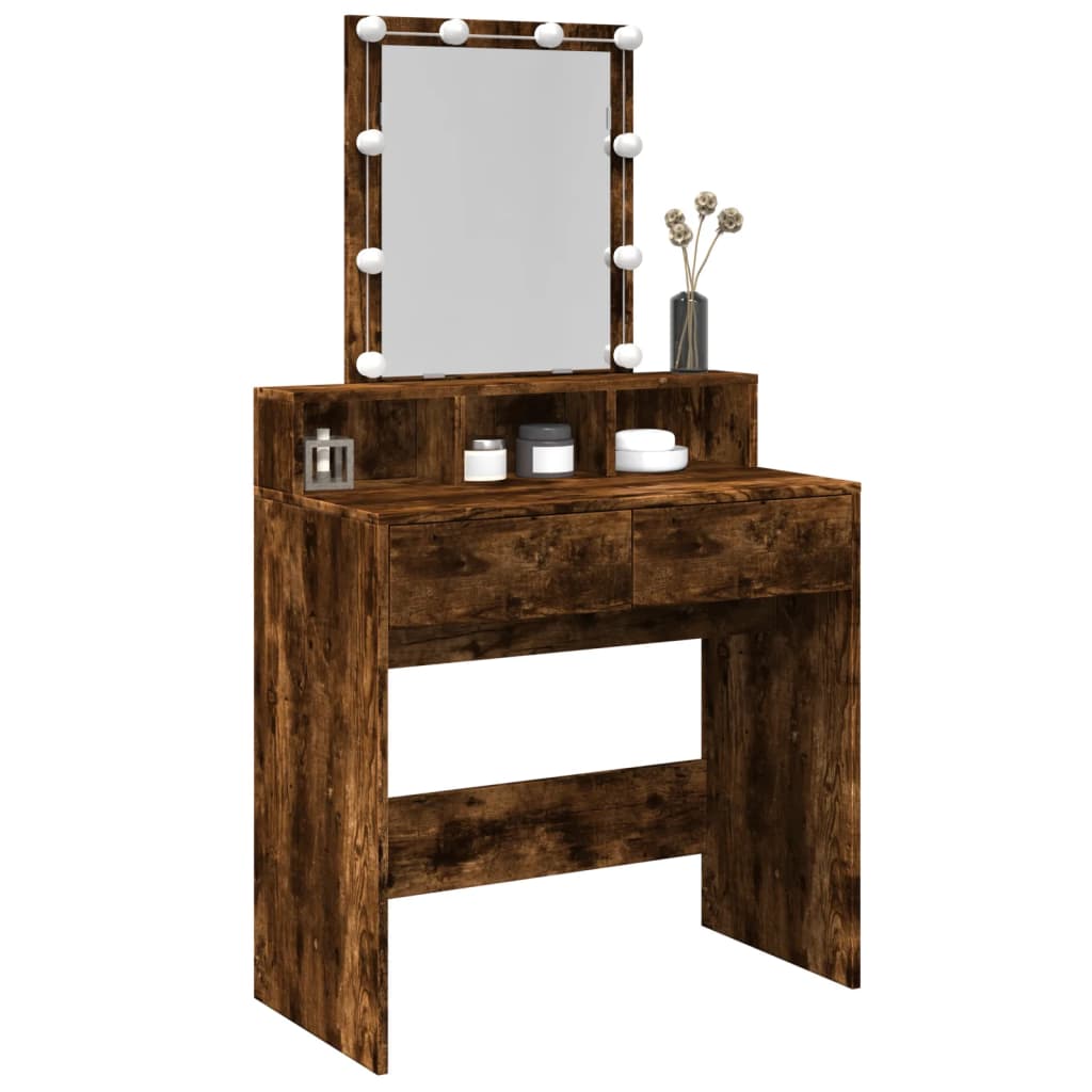 Kaptafel met LED 80x41x144,5 cm gerookt eikenkleurig
