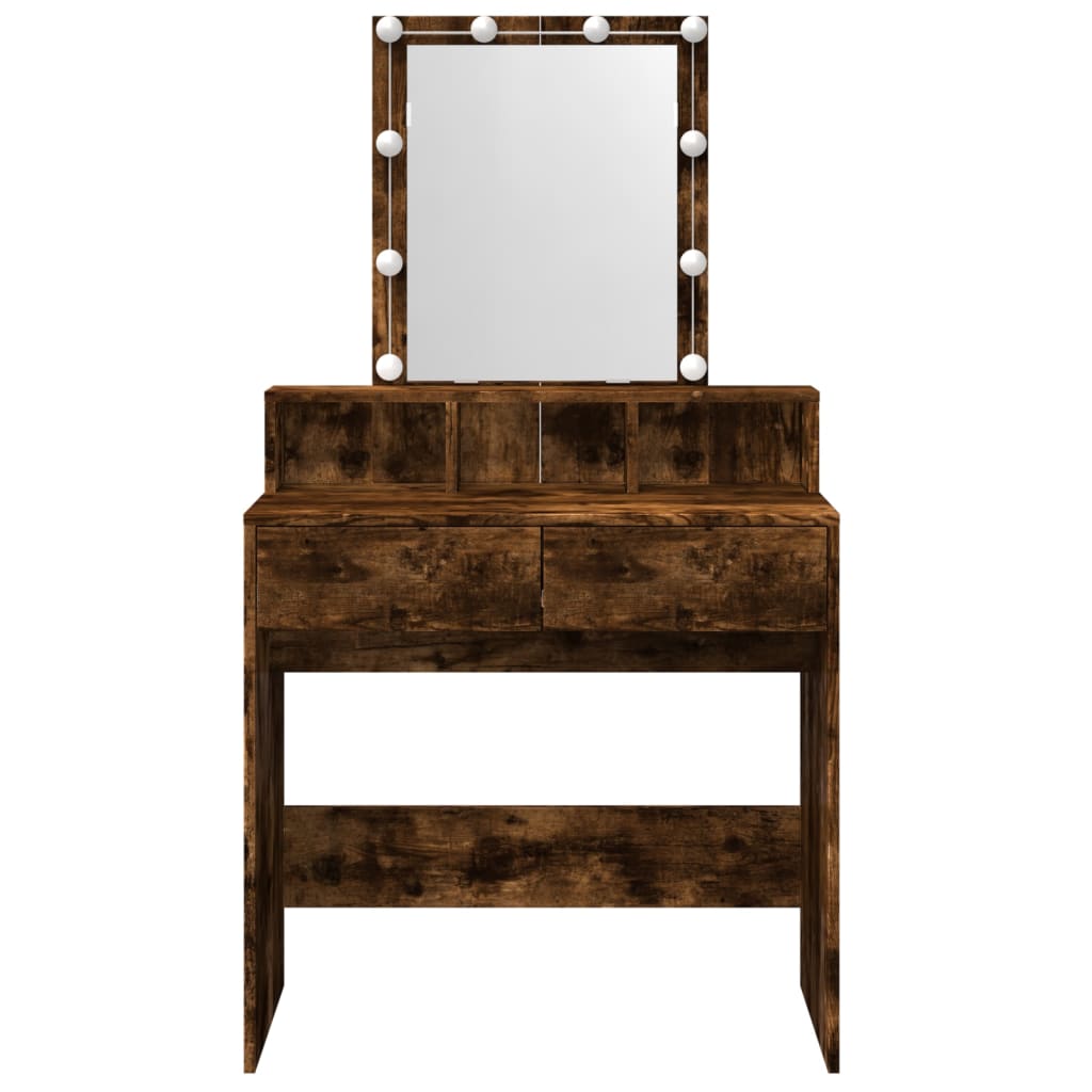 Kaptafel met LED 80x41x144,5 cm gerookt eikenkleurig