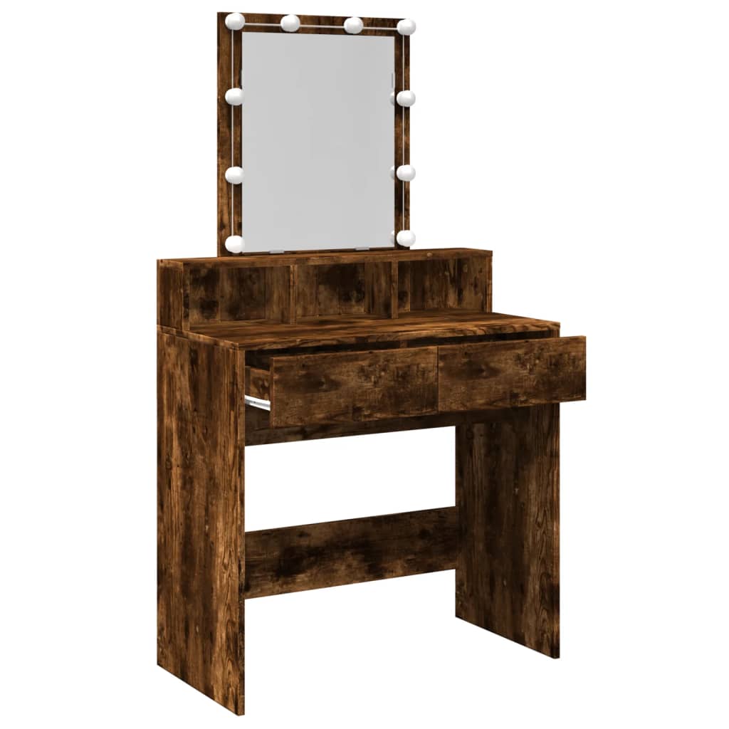 Kaptafel met LED 80x41x144,5 cm gerookt eikenkleurig