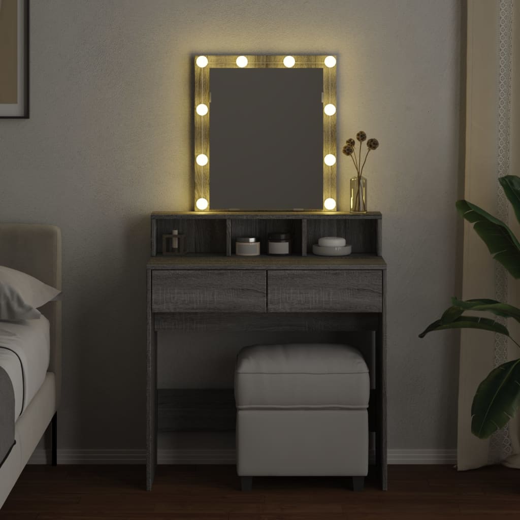 Kaptafel met LED 80x41x144,5 cm grijs sonoma eikenkleurig