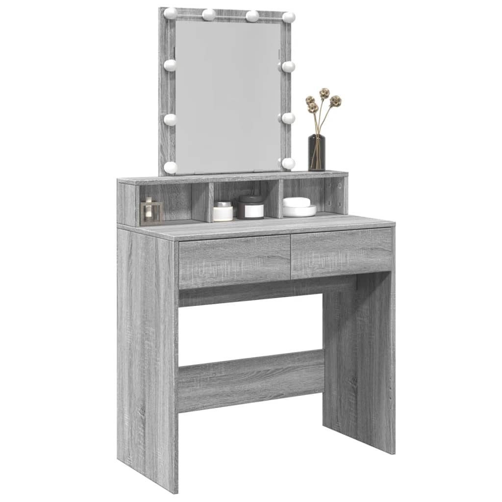 Kaptafel met LED 80x41x144,5 cm grijs sonoma eikenkleurig