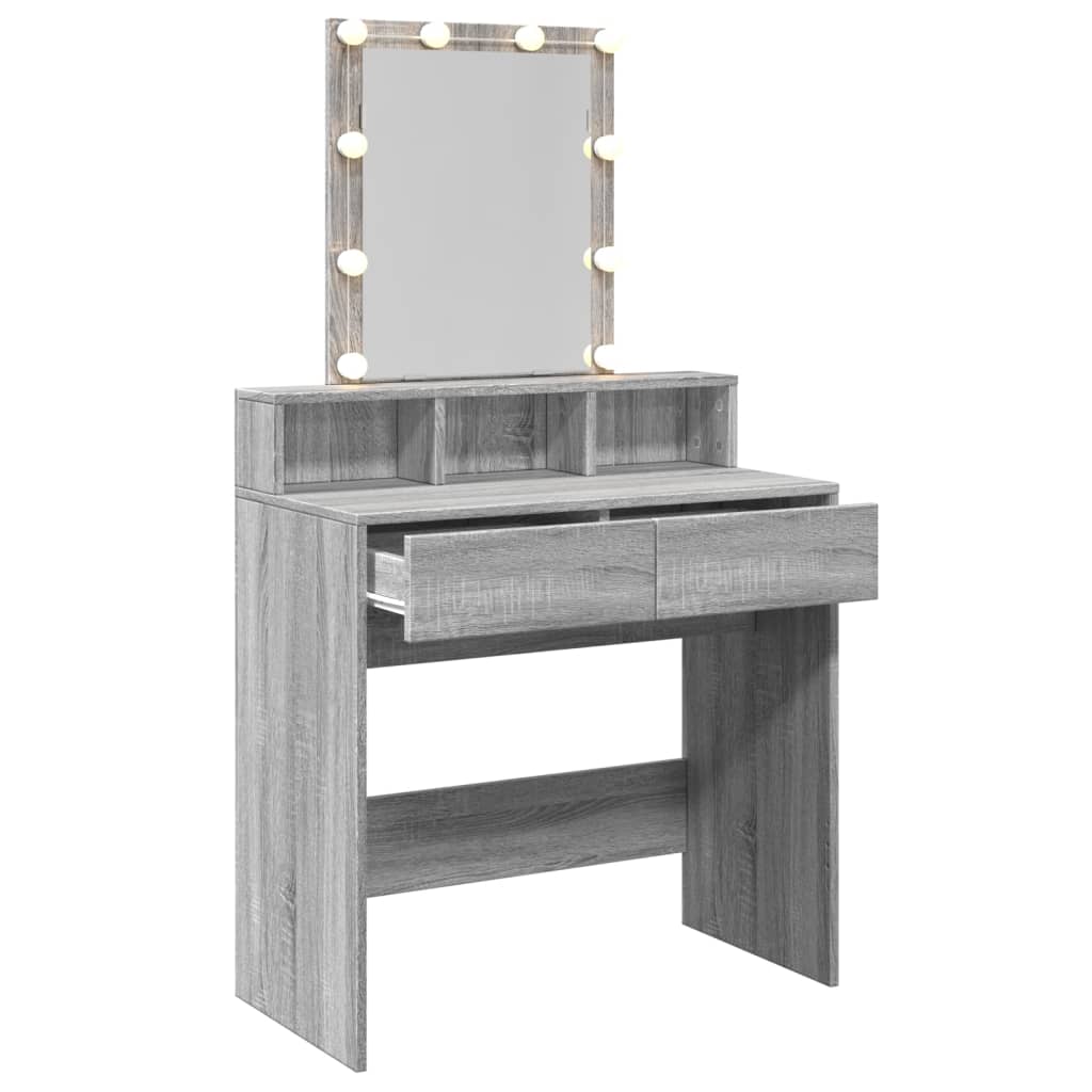 Kaptafel met LED 80x41x144,5 cm grijs sonoma eikenkleurig