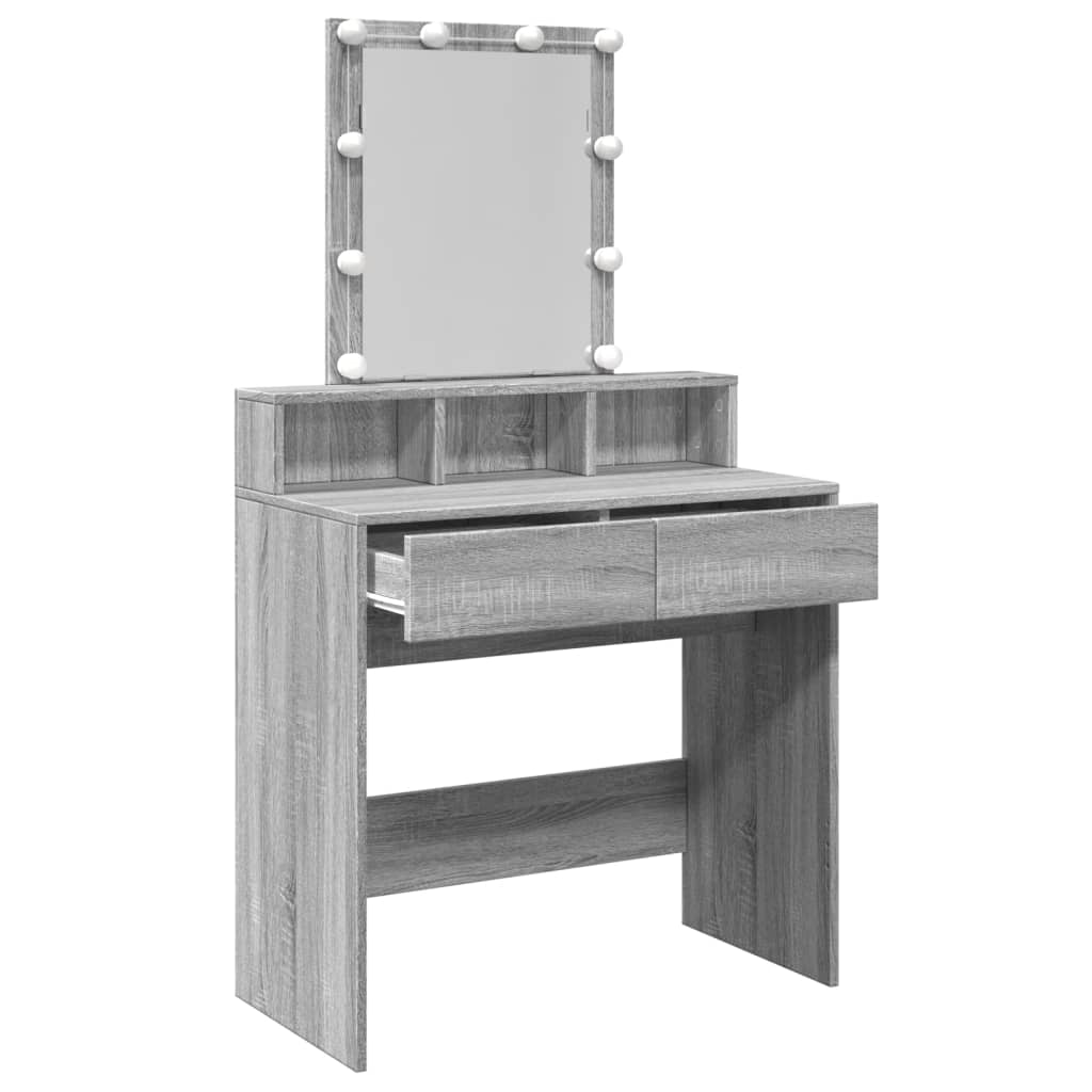 Kaptafel met LED 80x41x144,5 cm grijs sonoma eikenkleurig