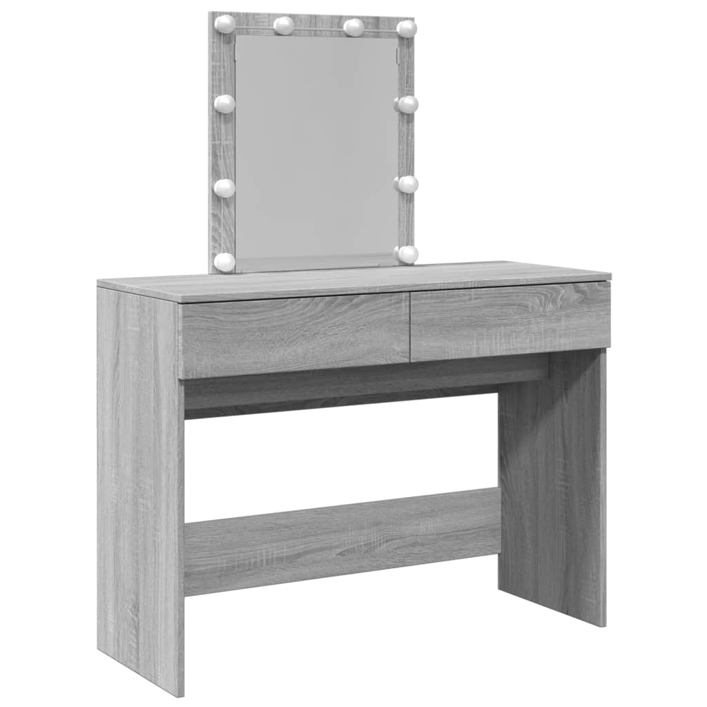 Kaptafel met LED-verlichting 100x40x130 cm grijs sonoma