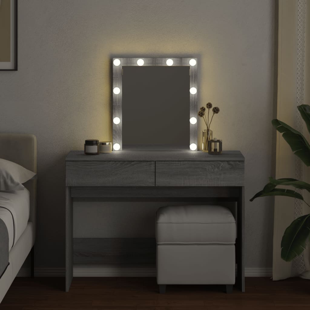 Kaptafel met LED-verlichting 100x40x130 cm grijs sonoma