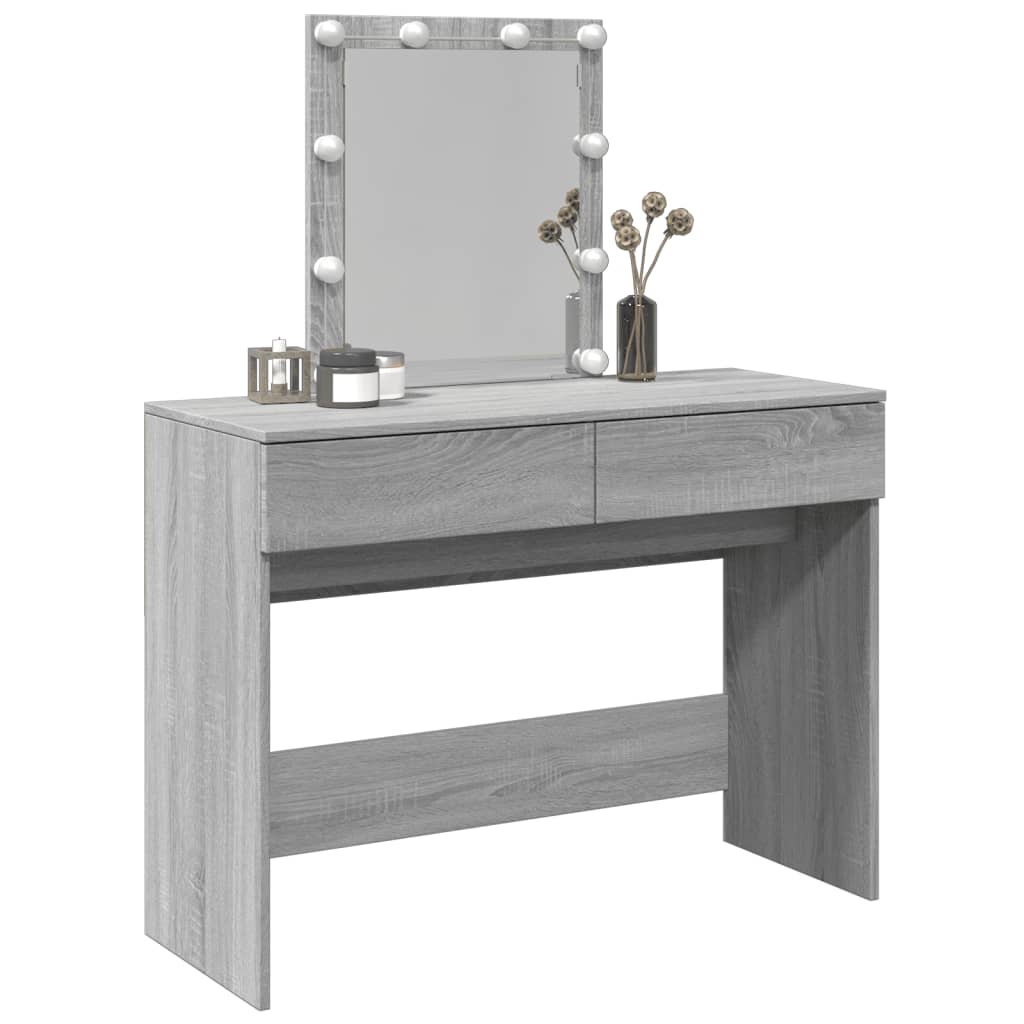 Kaptafel met LED-verlichting 100x40x130 cm grijs sonoma