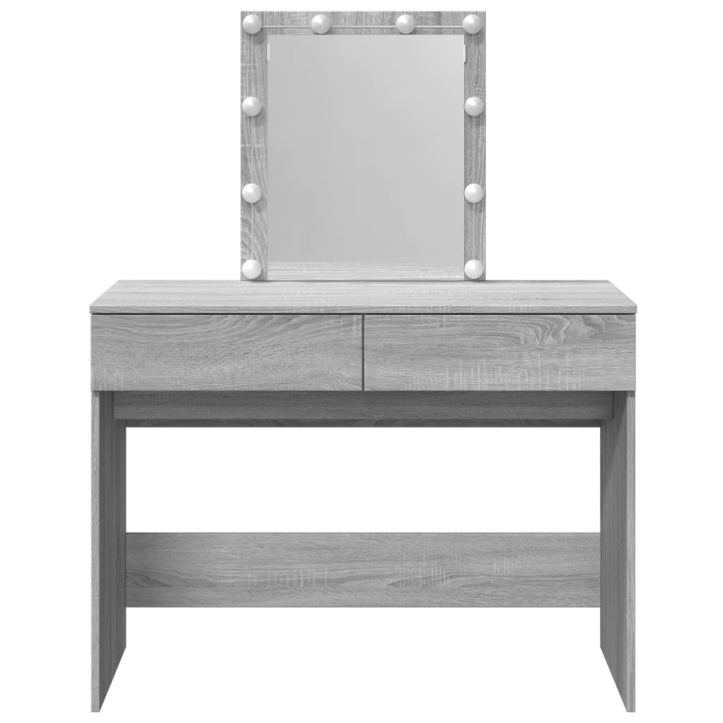 Kaptafel met LED-verlichting 100x40x130 cm grijs sonoma