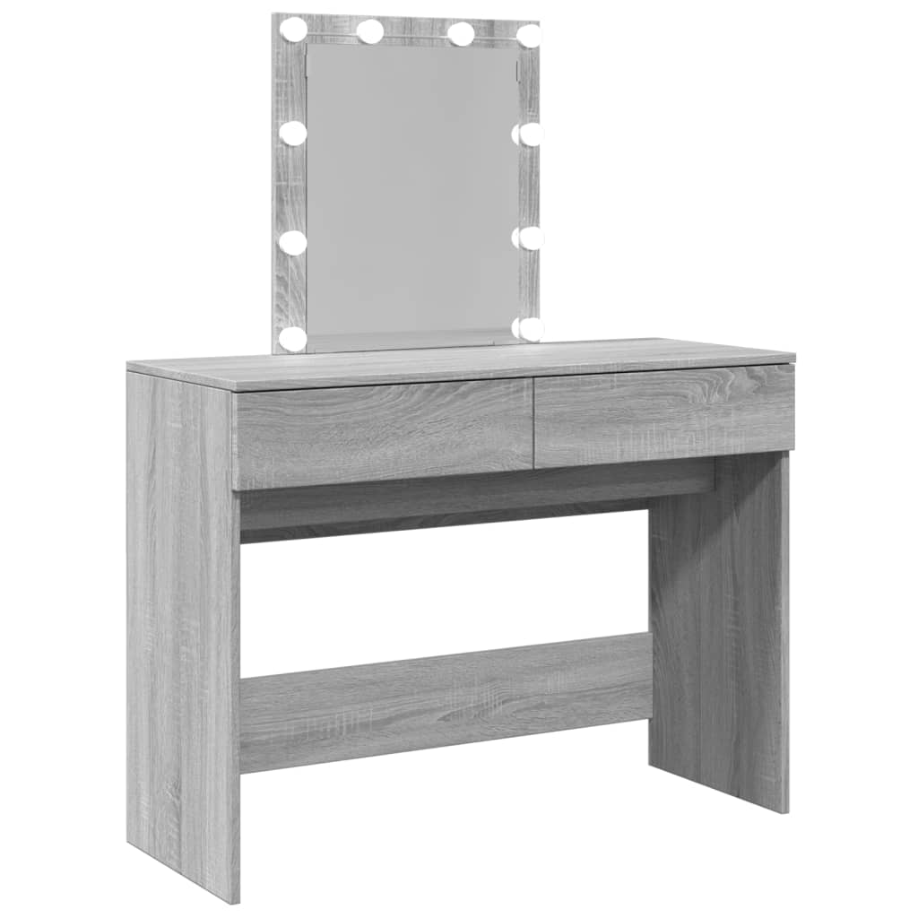 Kaptafel met LED-verlichting 100x40x130 cm grijs sonoma
