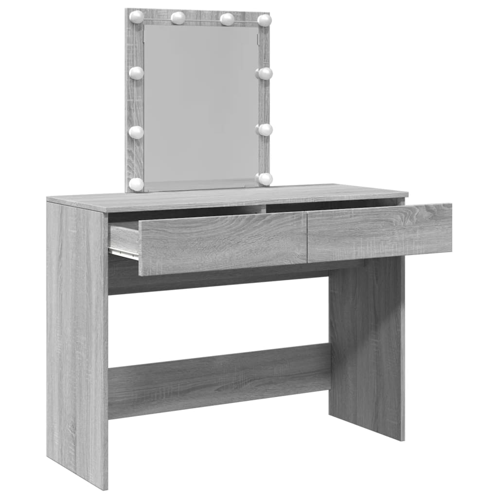 Kaptafel met LED-verlichting 100x40x130 cm grijs sonoma