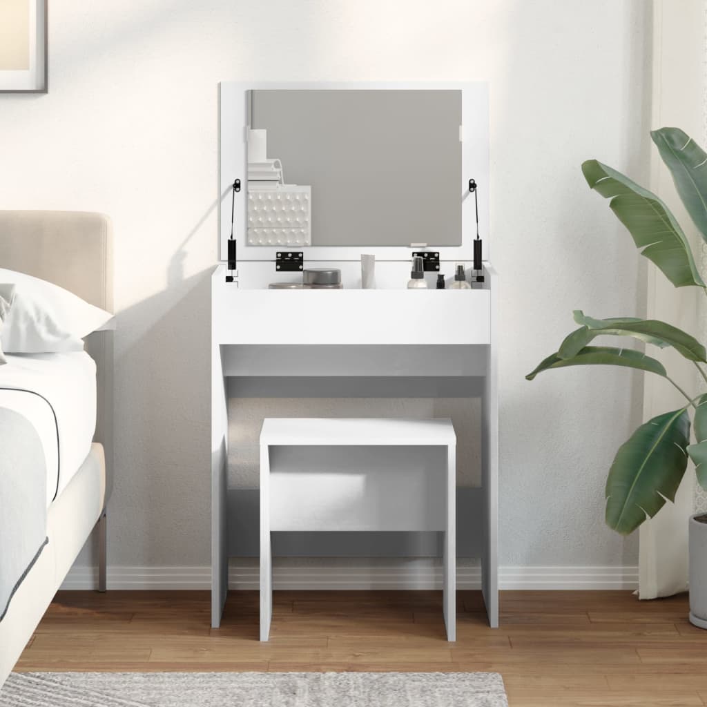 Kaptafel met krukje 60x40x113,5 cm wit