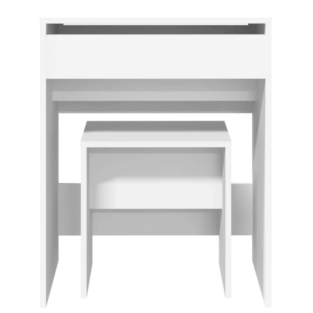 Kaptafel met krukje 60x40x113,5 cm wit