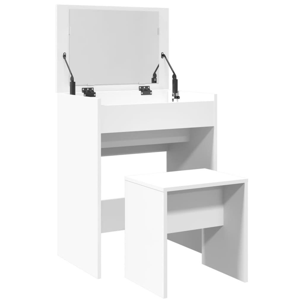 Kaptafel met krukje 60x40x113,5 cm wit