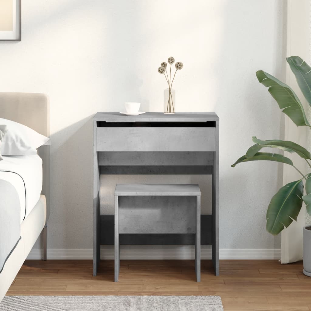 Kaptafel met krukje 60x40x113,5 cm betongrijs