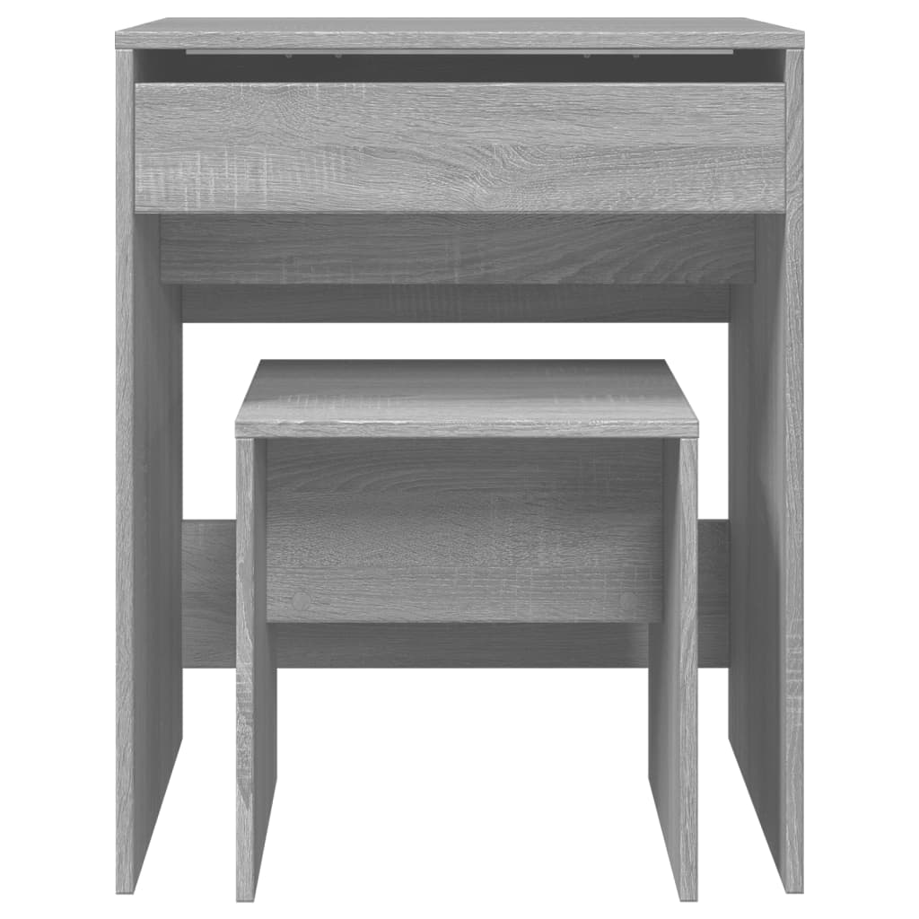 Kaptafel met krukje 60x40x113,5 cm grijs sonoma