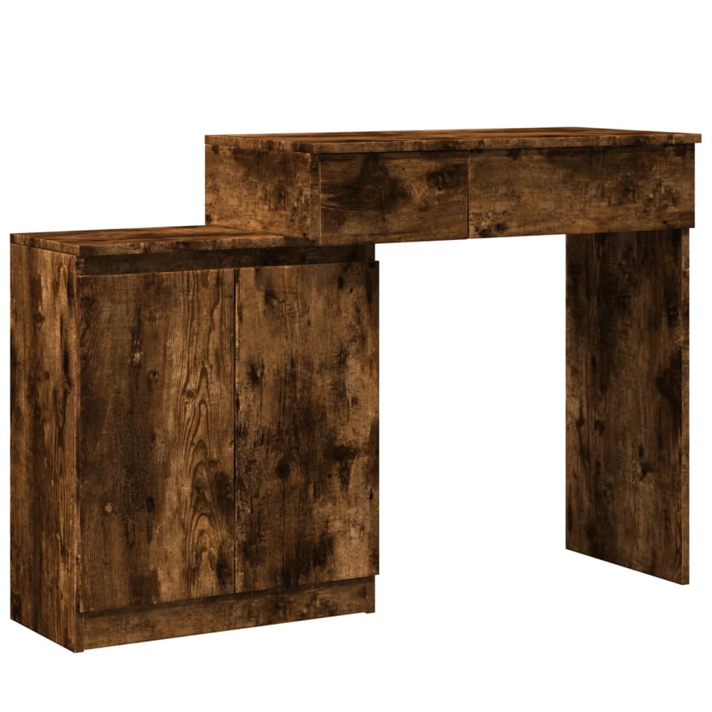 Kaptafel met LED 115x37x110,5 cm gerookt eikenkleurig