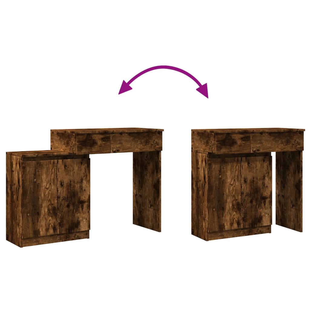 Kaptafel met LED 115x37x110,5 cm gerookt eikenkleurig