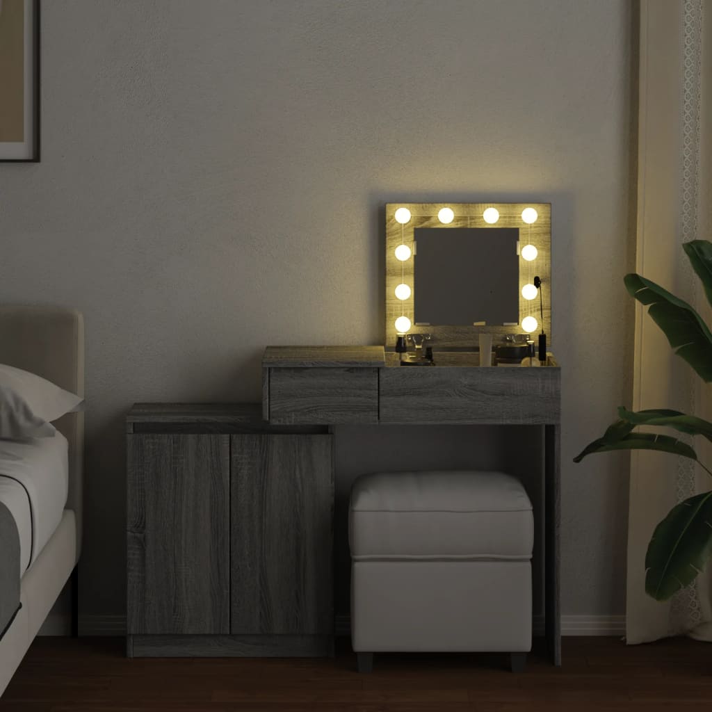 Kaptafel met LED 115x37x110,5 cm grijs sonoma eikenkleurig