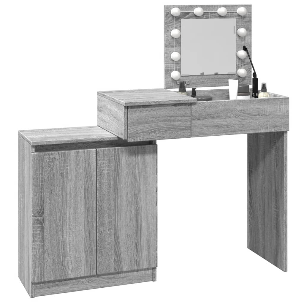 Kaptafel met LED 115x37x110,5 cm grijs sonoma eikenkleurig