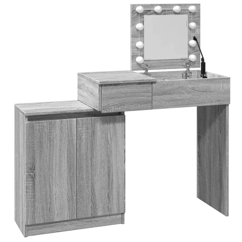 Kaptafel met LED 115x37x110,5 cm grijs sonoma eikenkleurig
