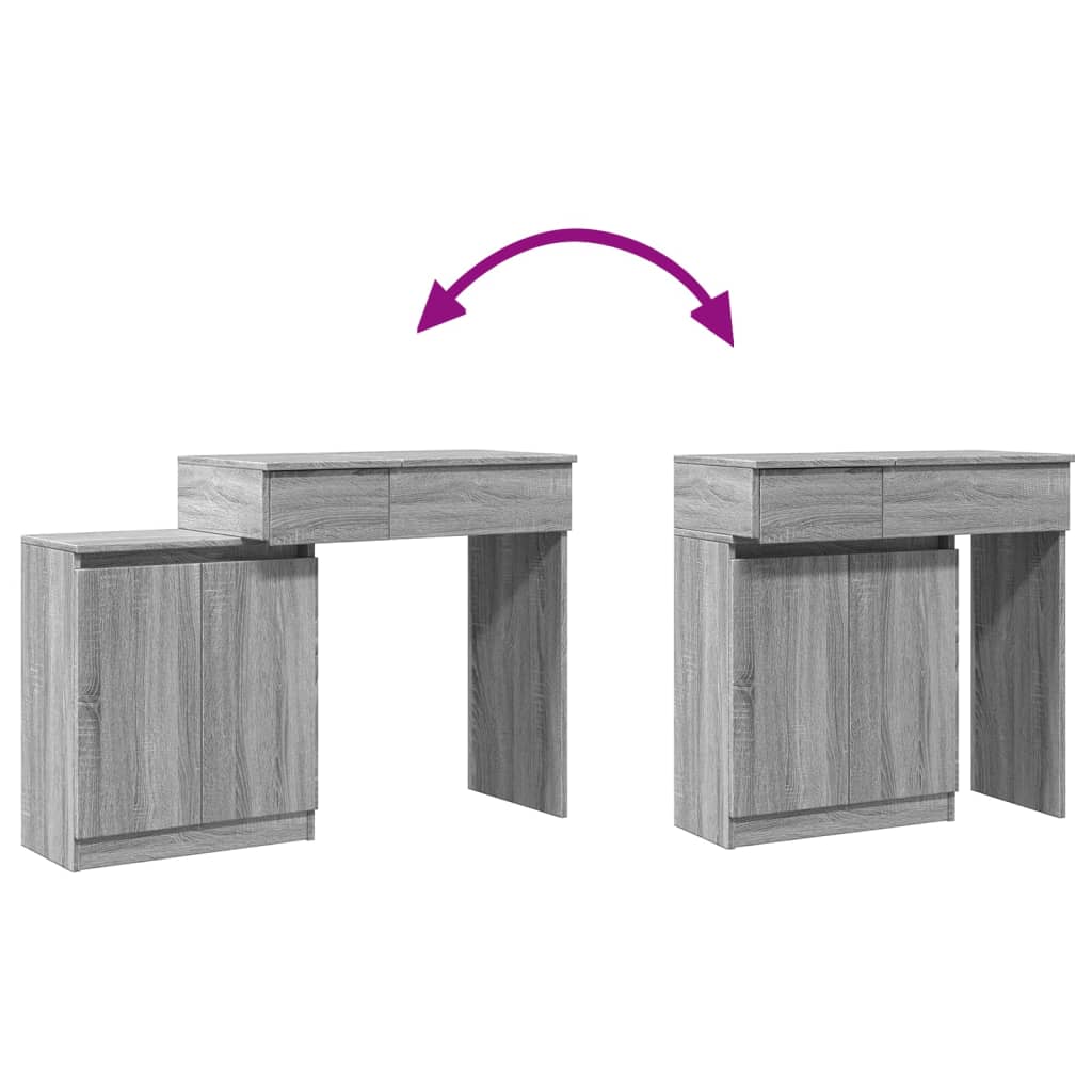Kaptafel met LED 115x37x110,5 cm grijs sonoma eikenkleurig