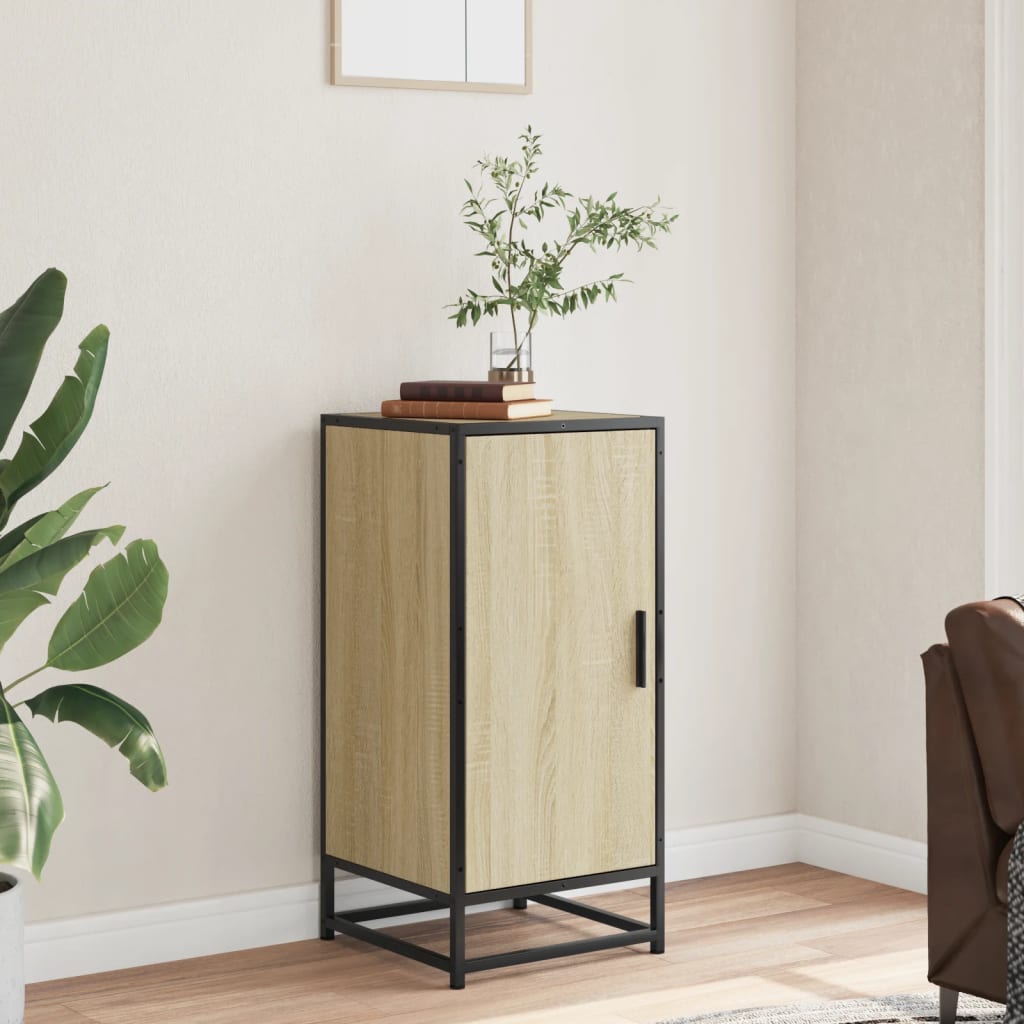 Dressoir 35,5x35x76 cm bewerkt hout en metaal sonoma eikenkleur