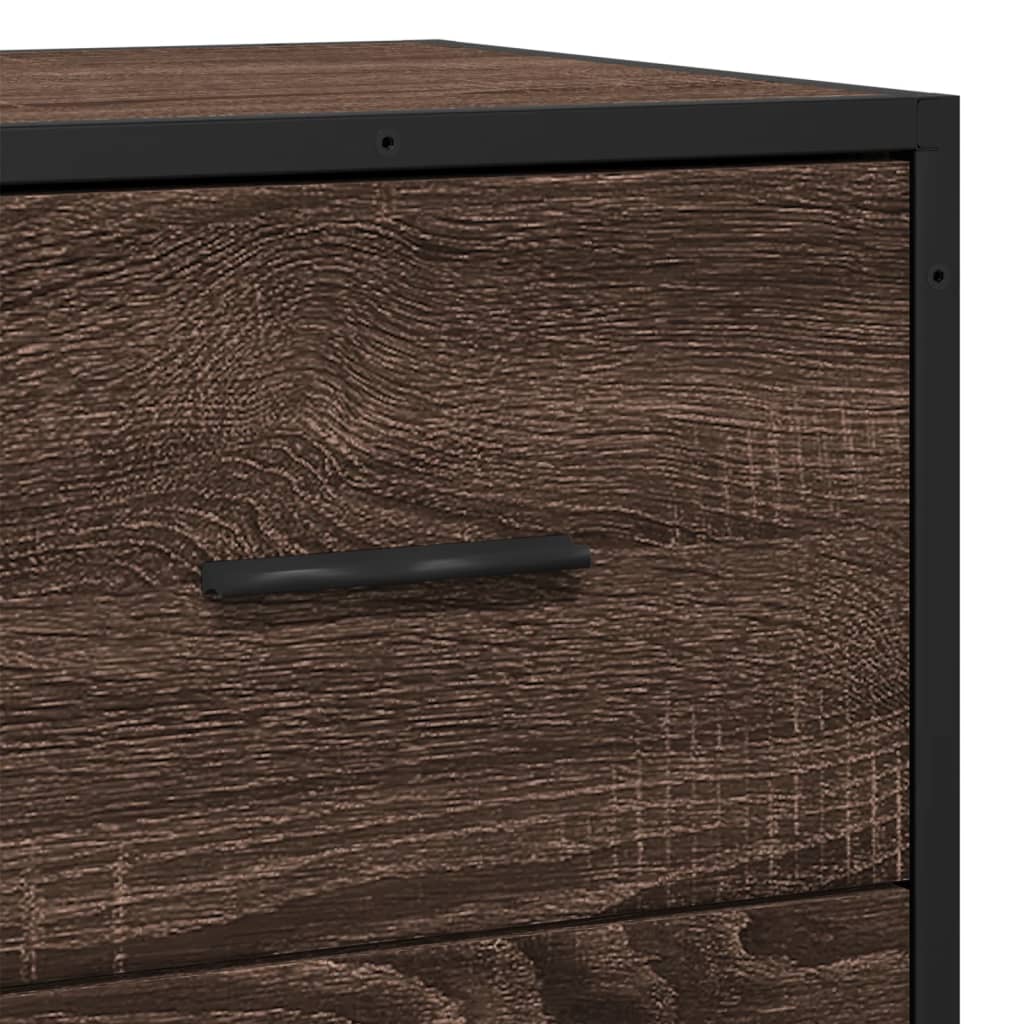 Dressoir 35,5x35x76 cm bewerkt hout en metaal bruin eikenkleur