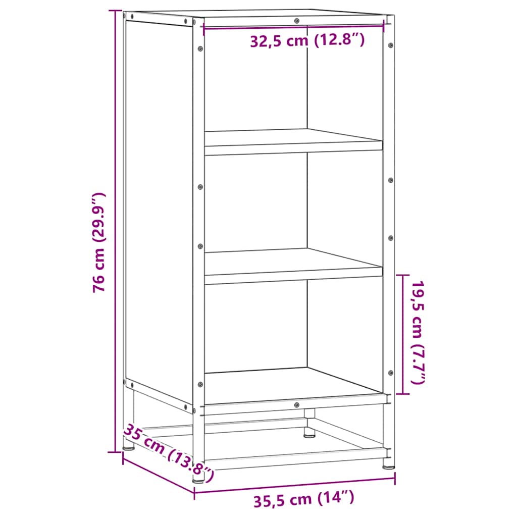 Dressoir 35,5x35x76 cm bewerkt hout en metaal zwart