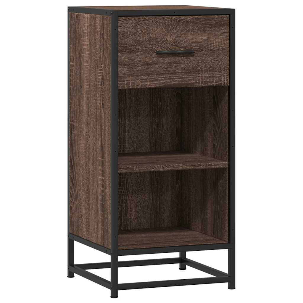 Dressoir 35,5x35x76 cm bewerkt hout en metaal bruin eikenkleur