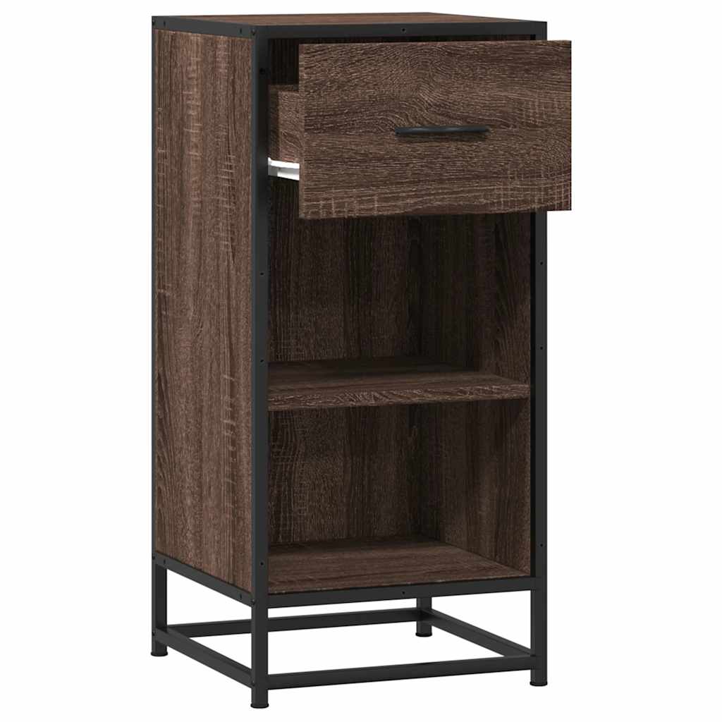 Dressoir 35,5x35x76 cm bewerkt hout en metaal bruin eikenkleur