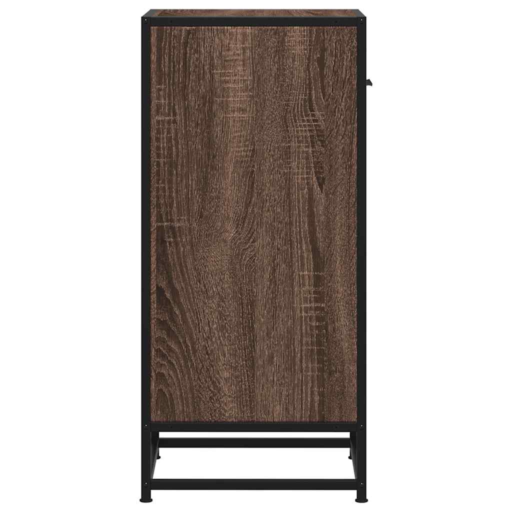 Dressoir 35,5x35x76 cm bewerkt hout en metaal bruin eikenkleur