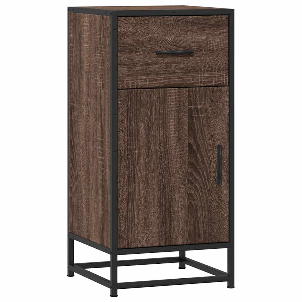 Dressoir 35,5x35x76 cm bewerkt hout en metaal bruin eikenkleur