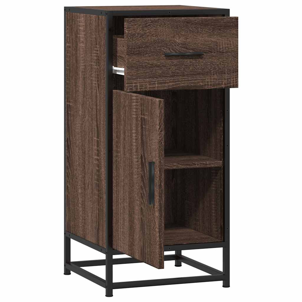 Dressoir 35,5x35x76 cm bewerkt hout en metaal bruin eikenkleur