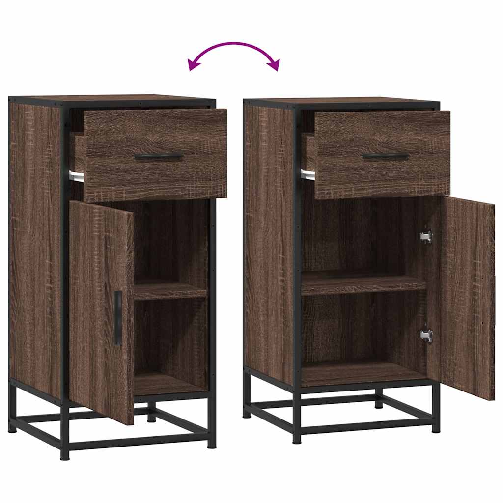 Dressoir 35,5x35x76 cm bewerkt hout en metaal bruin eikenkleur