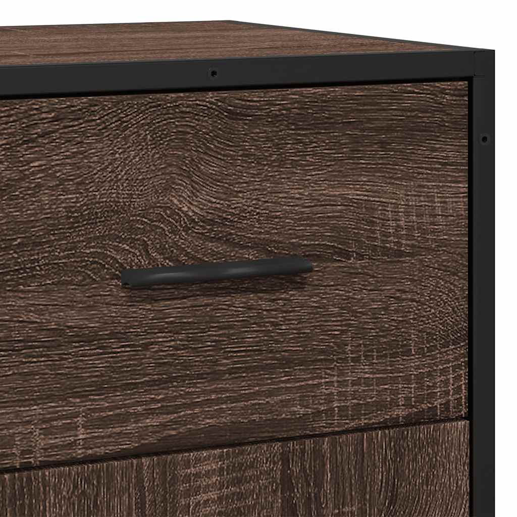 Dressoir 35,5x35x76 cm bewerkt hout en metaal bruin eikenkleur