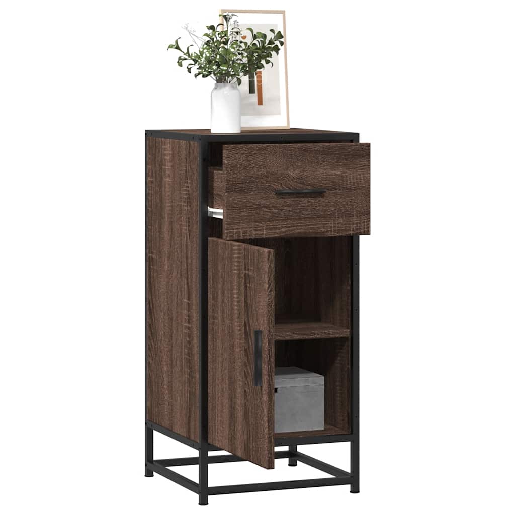 Dressoir 35,5x35x76 cm bewerkt hout en metaal bruin eikenkleur
