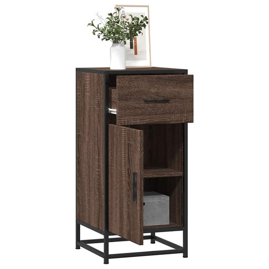 Dressoir 35,5x35x76 cm bewerkt hout en metaal bruin eikenkleur