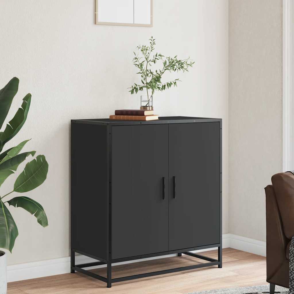 Dressoir 68x35x76 cm bewerkt hout en metaal zwart