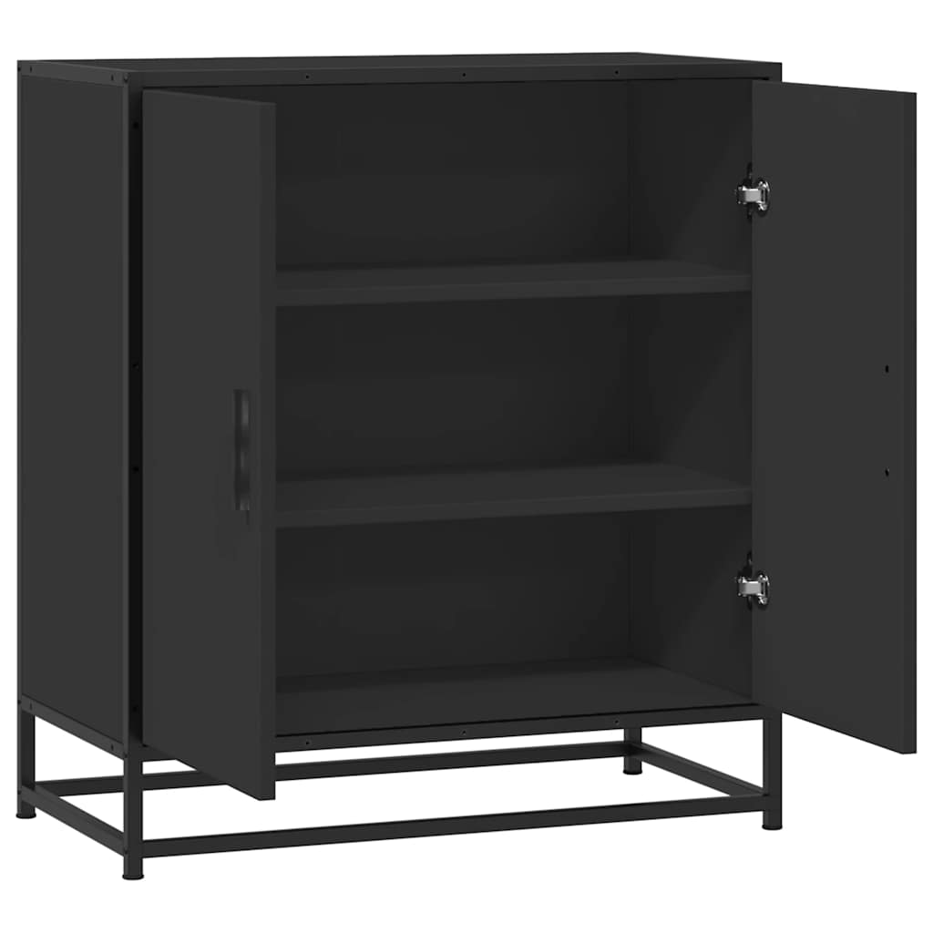 Dressoir 68x35x76 cm bewerkt hout en metaal zwart