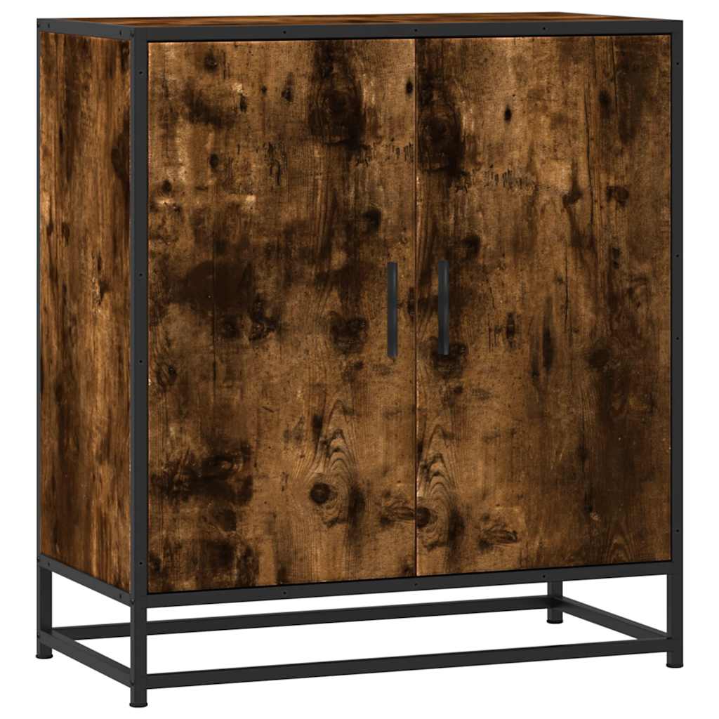 Dressoir 68x35x76 cm bewerkt hout en metaal gerookt eiken