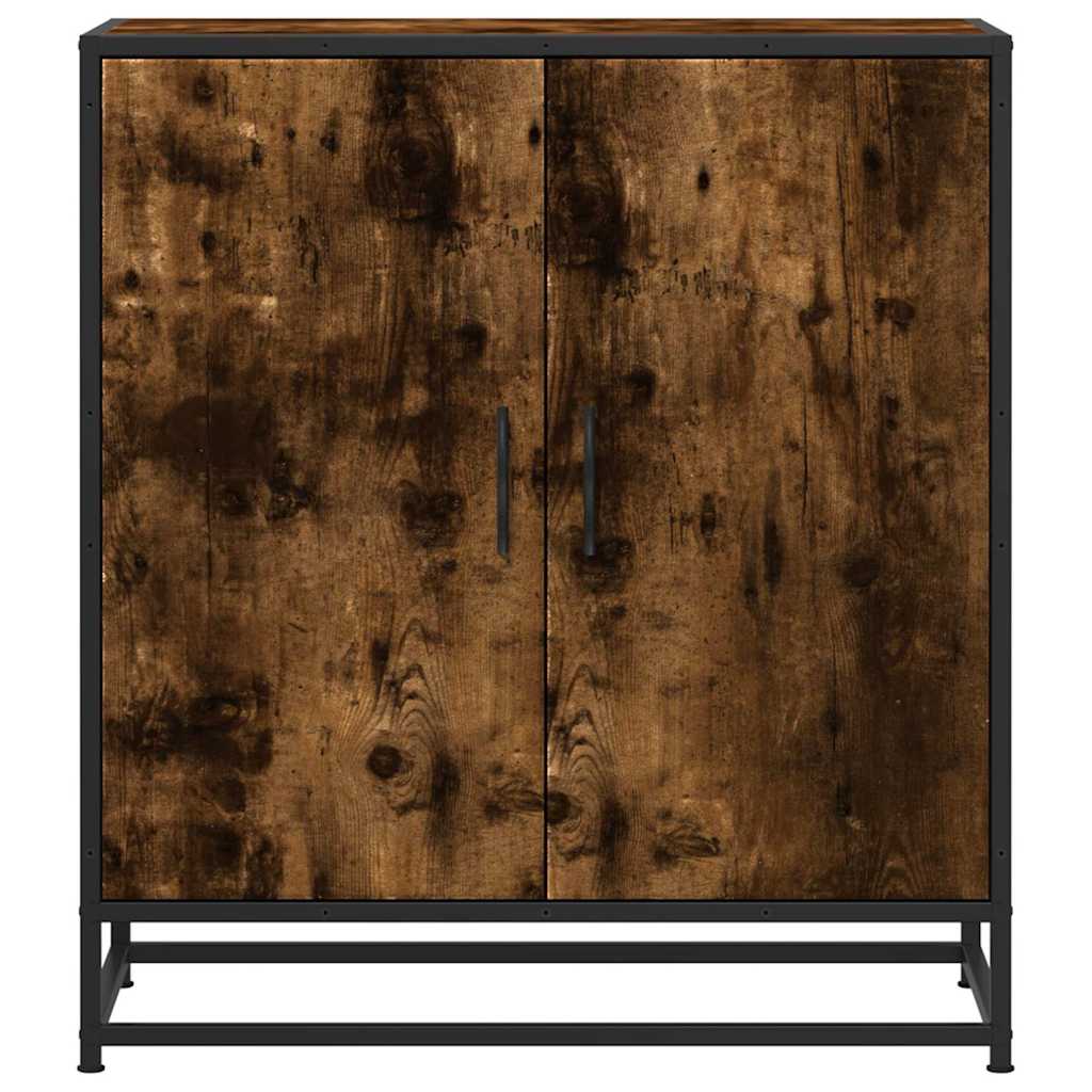 Dressoir 68x35x76 cm bewerkt hout en metaal gerookt eiken